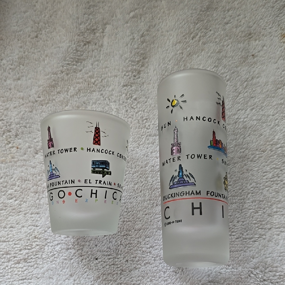 Chicago Souvenir Frosted Glass Set